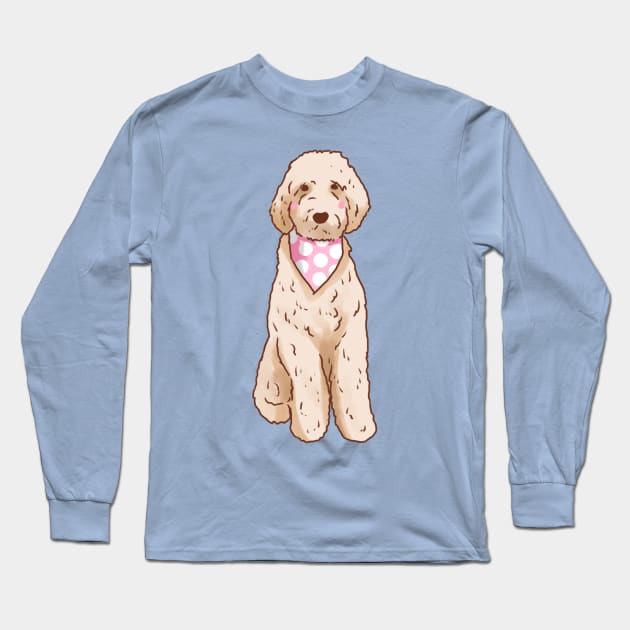 Cute Golden Doodle drawing Long Sleeve T-Shirt by Mayarart